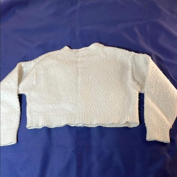 Sunday Best White Cardigan Sweater Soft Knit V-Neck - Picture 7 of 7